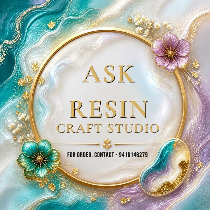 ASK Resin Craft Studio brand mark on a marbled resin background