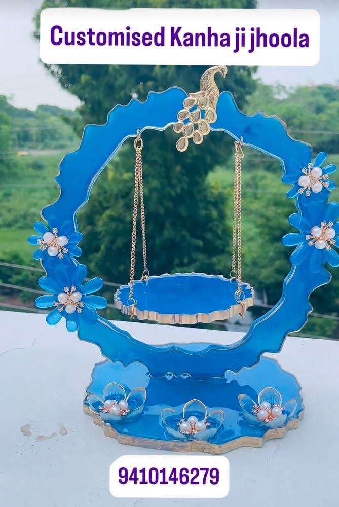Customised resin Kanha ji jhoola swing with pearls, for Diwali